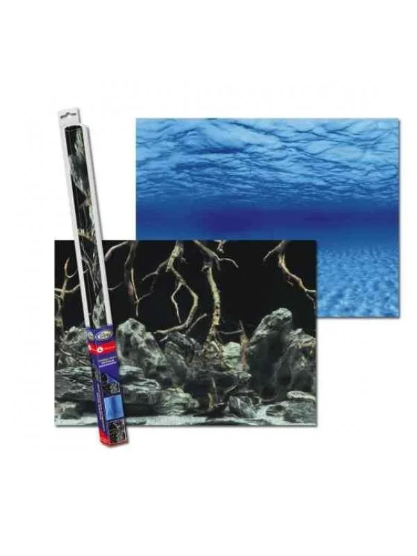 Аквариумный задний фон Aqua Nova Синее море/Камни с корягами 60x30см (TREE ROOTS/WATER S)