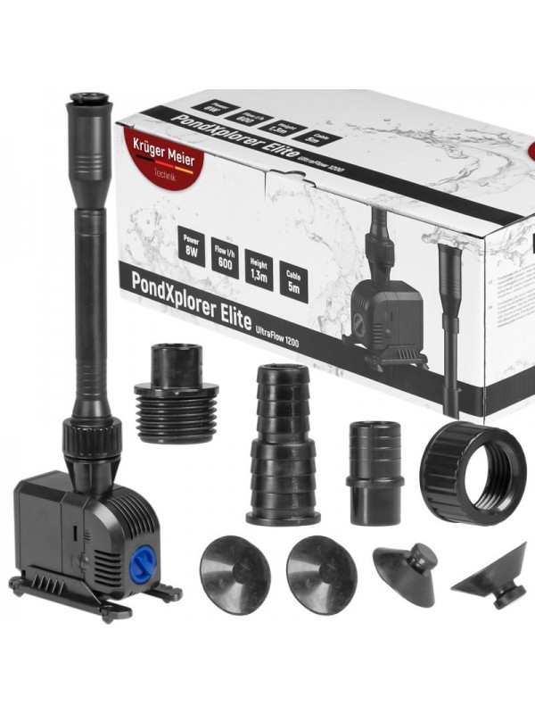 Насос-фонтан з фільтром Kruger Meier PondXplorer Elite 1200 для садового ставка 3-в-1 (600 л/г)