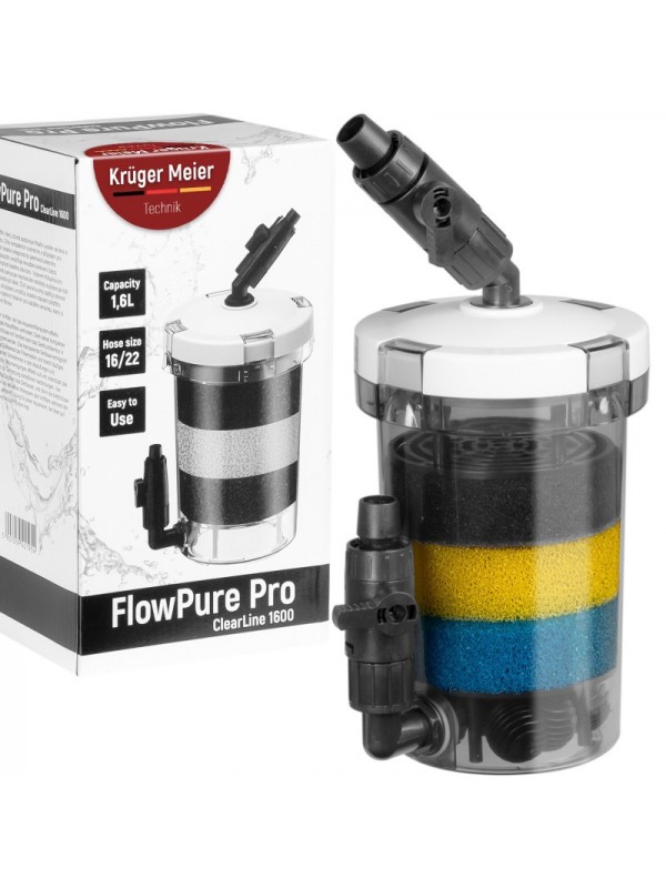 Внешний префильтр для аквариума Kruger Meier FlowPure Pro 1600 (16/22 мм) — 1,6 л