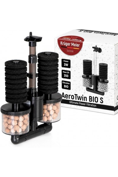 Внутрішній фільтр Kruger Meier AeroTwin BIO S для акваріума 20-60 л, 350 л/год, 3 Вт