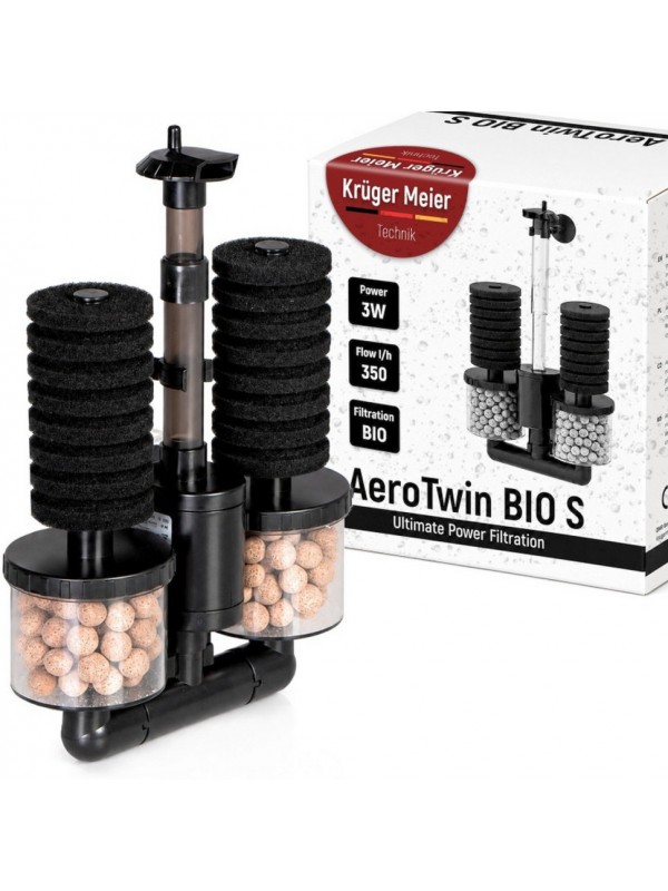 Внутрішній фільтр Kruger Meier AeroTwin BIO S для акваріума 20-60 л, 350 л/год, 3 Вт