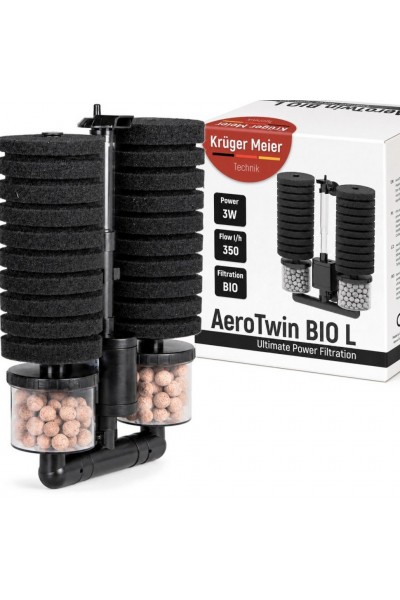 Внутрішній фільтр Kruger Meier AeroTwin BIO L для акваріума 60-120 л, 350 л/год, 3 Вт