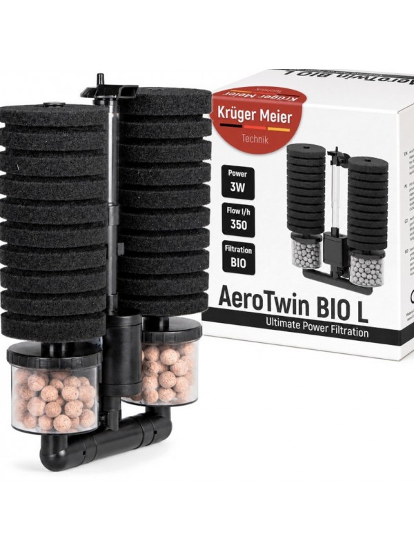 Внутрішній фільтр Kruger Meier AeroTwin BIO L для акваріума 60-120 л, 350 л/год, 3 Вт