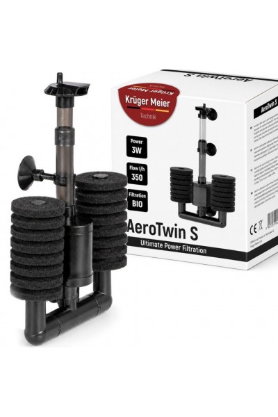 Внутрішній фільтр Kruger Meier AeroTwin S для акваріума 20-60 л, 350 л/год, 3 Вт