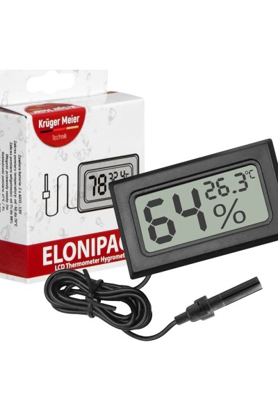 Цифровой термометр-гигрометр Kruger Meier Elonipac LCD с датчиком на кабеле 200 см