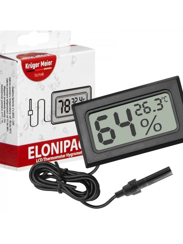 Цифровой термометр-гигрометр Kruger Meier Elonipac LCD с датчиком на кабеле 200 см